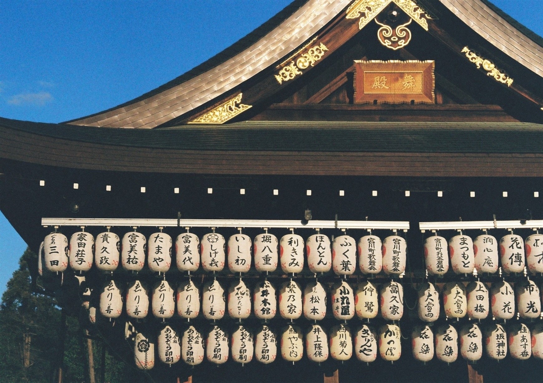Stone lanterns lining the approach to a shrine